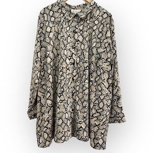 Linea by Louis‎ Dell'Olio Python Snake Print Button Front Blouse Women's Plus 3X